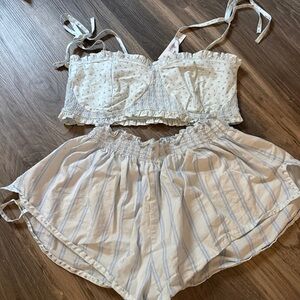 PINK Victoria's Secret Light Blue Stripped Set